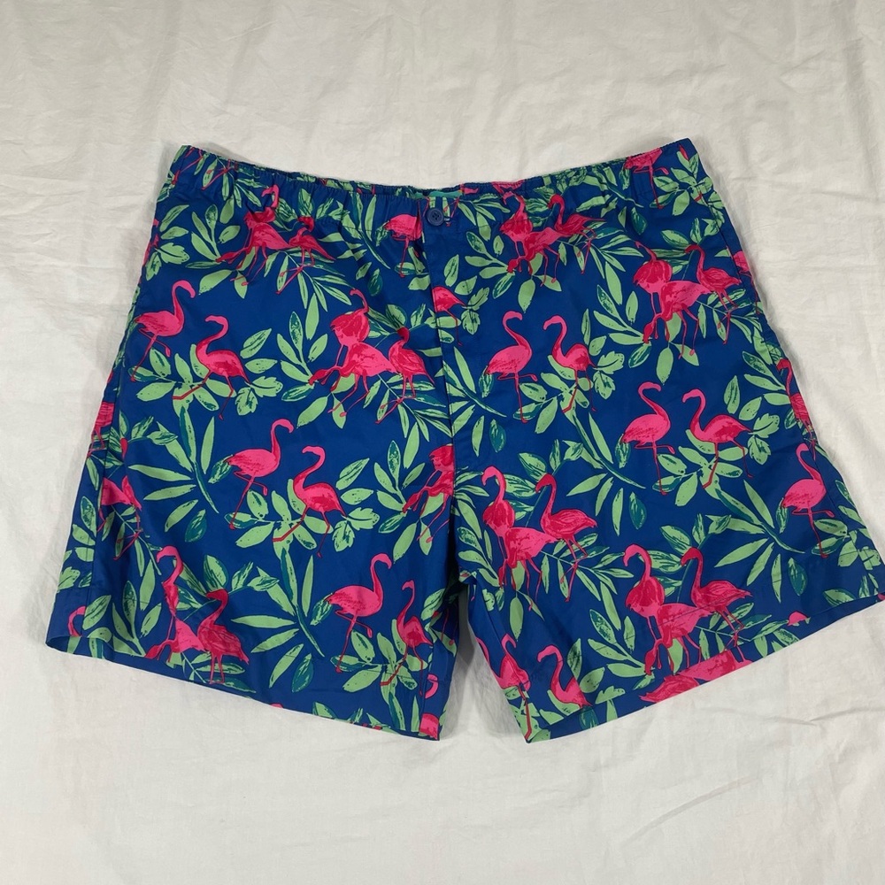 Joe Marlin Women Blue Flamencos Print Board Swin Shorts Size 2XL